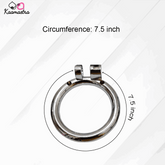 Metallic ring with measurement details on a white background